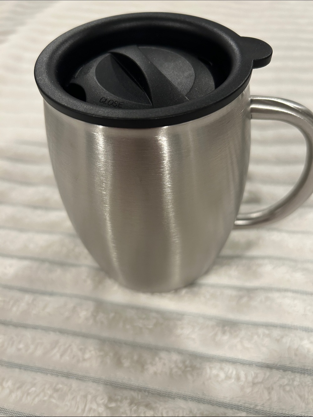 Stainless Steel Travel Mug with Black Lid